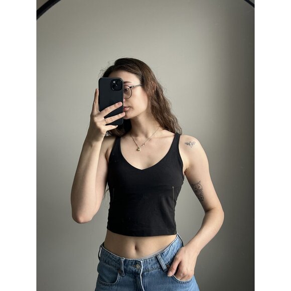 Lululemon Black & Gold Sports Bra Size 6 – Strappy Athletic Support Bra Sporty C - Picture 1 of 5